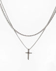 Cruz Silver Cross Pendant Necklace Set